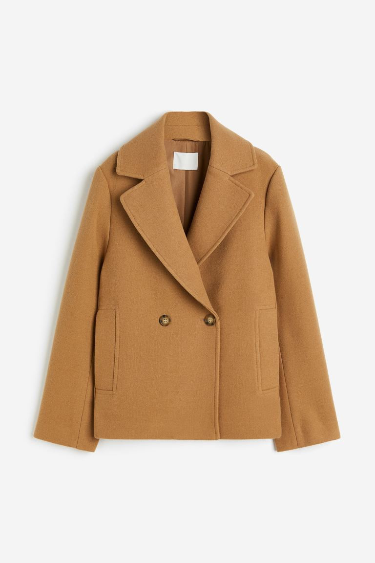 Double-breasted Jacket - Dark beige - Ladies | H&M US | H&M (US + CA)