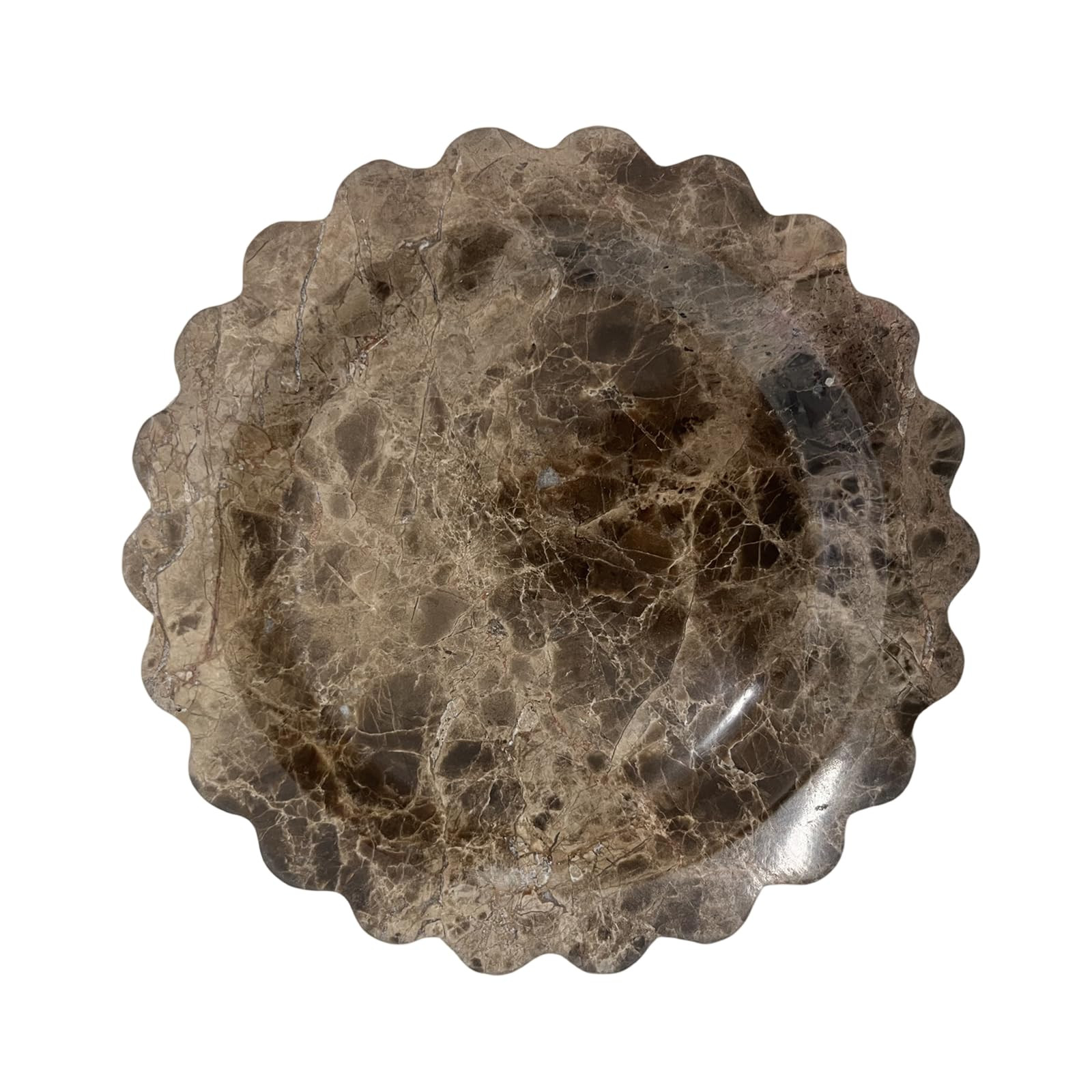 Marble Tray Round Scalloped Tray Small Serving Platter for Counter, Bathroom, Kitchen, Nightstand... | Amazon (US)