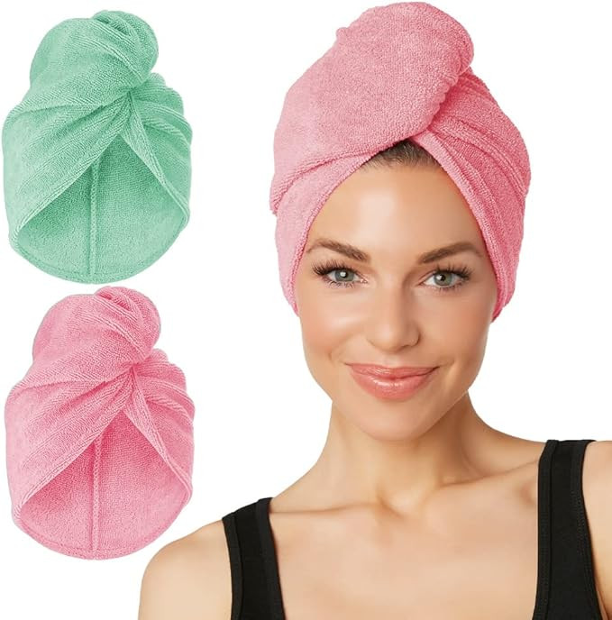 Turbie Twist Extra Long Microfiber Hair Towel Wrap for Women and Men | 2 Pack | Bathroom Essentia... | Amazon (US)