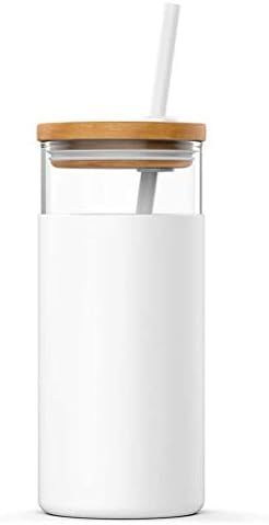 LINONI 500ml Summer Milk Juice Drinking Jar Transparent Straw Glass Cup Leakproof Water Bottle wi... | Amazon (UK)