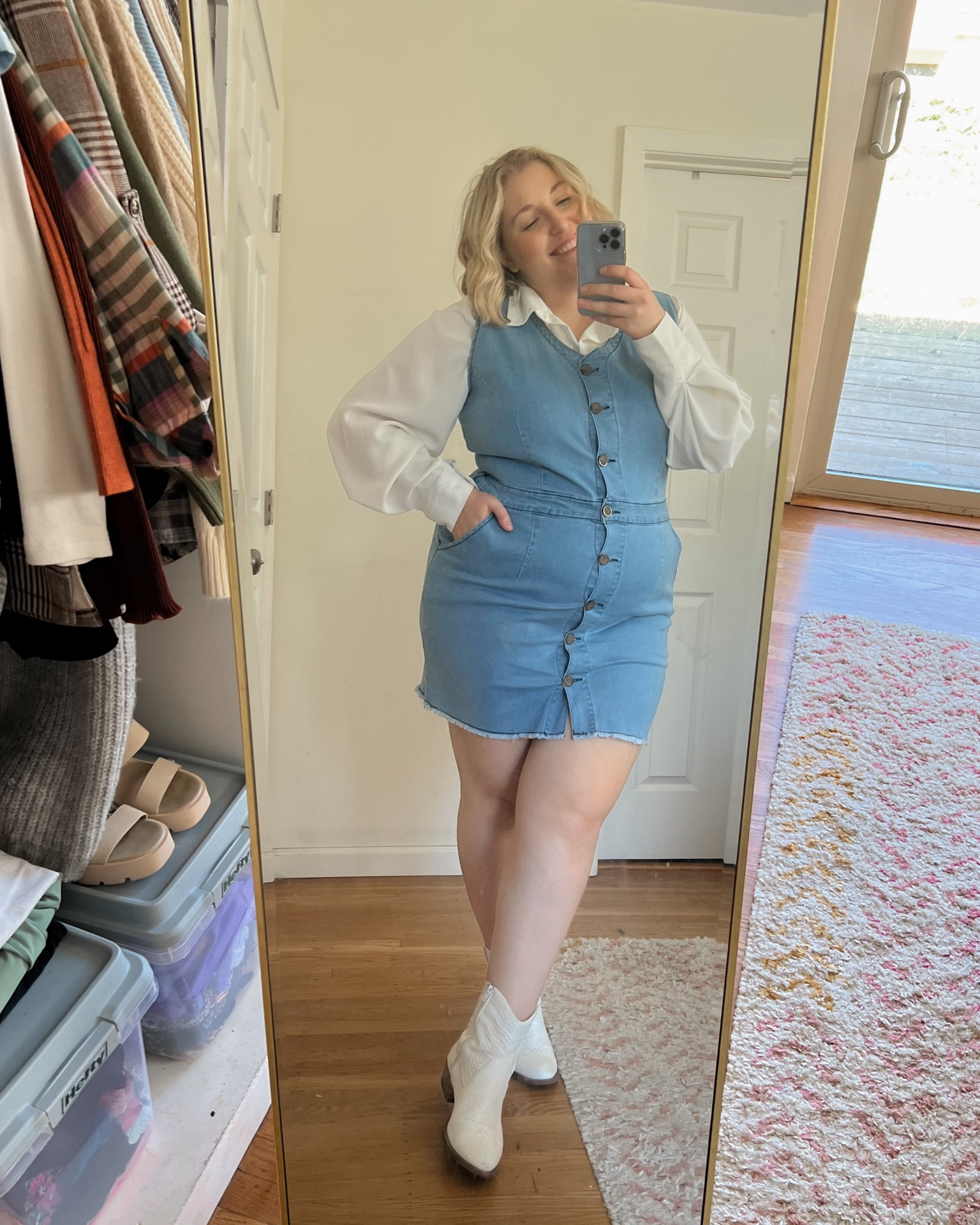 This is the first time I’ve put together this outfit and I’m in love🤩🩵 Wearing XXL in the dress. Boots & blouse are old, but I’ve linked similar! 

#LTKstyletip #LTKmidsize #LTKplussize