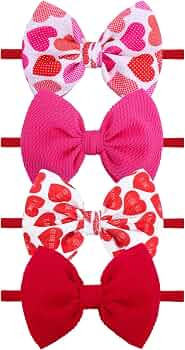 YanJie Valentines Baby Headband Bows Infant Headband Newborn Girls Valentines Day Hairband Hair A... | Amazon (US)