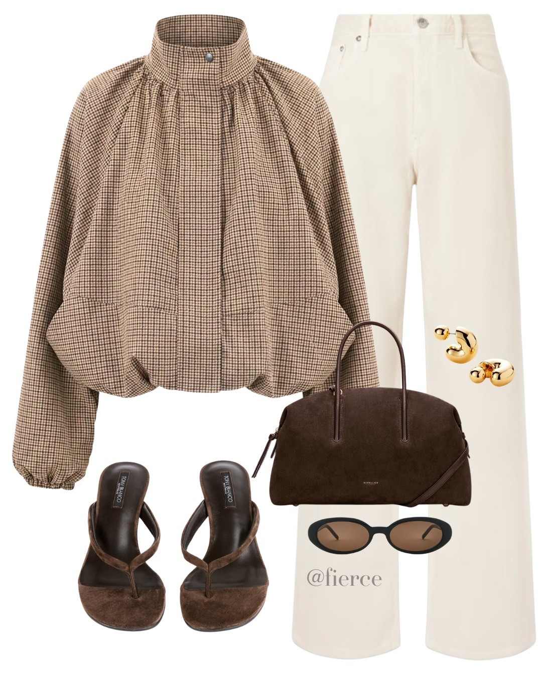 Cream jeans check jacket chocolate suede heeled sandals suede bag

#LTKuk #LTKeurope #LTKautumn