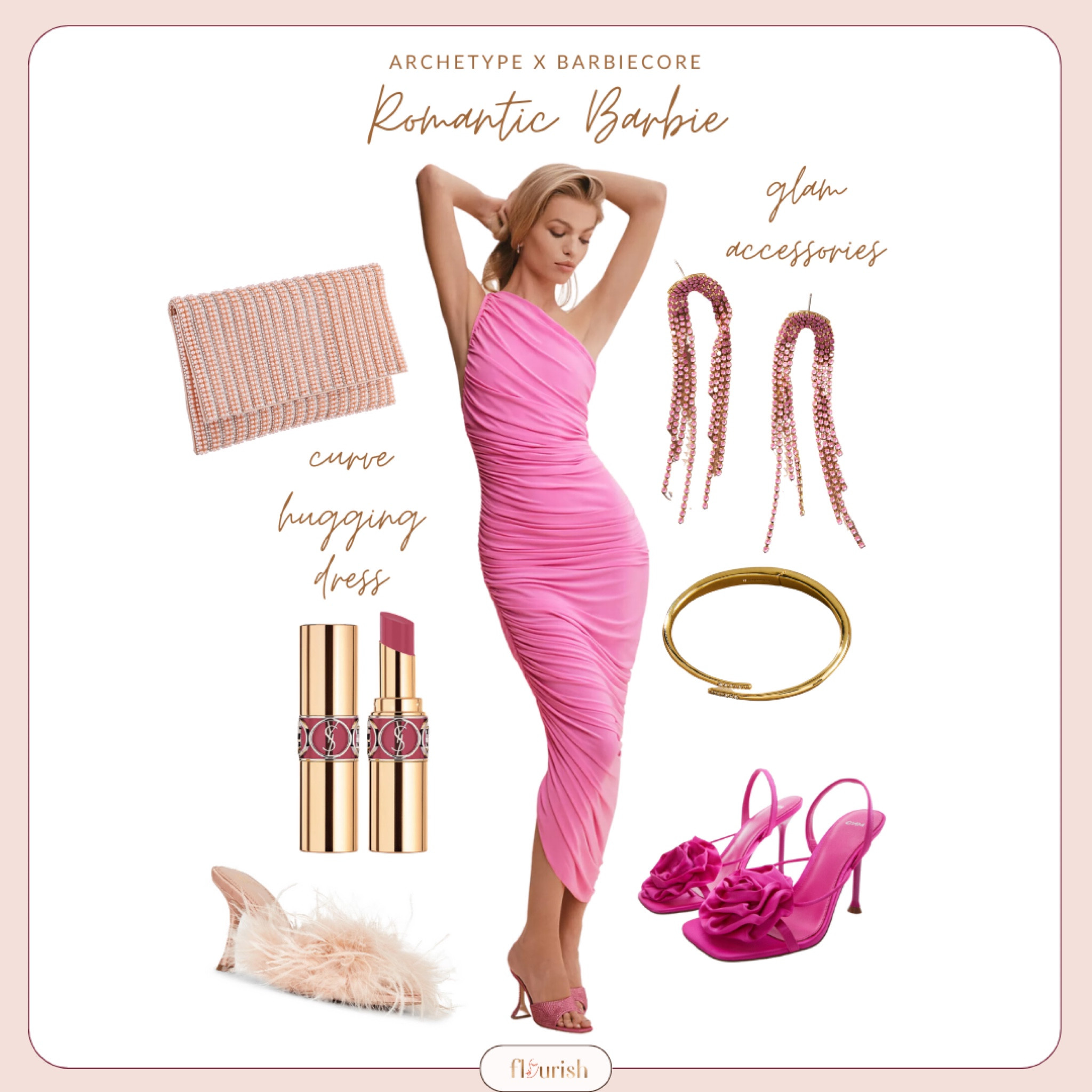 We are celebrating the amazing #barbie movie in a very special way! If Barbie were to come as each of the Flourish Style Archetypes, what would her outfit be? What types of accessories would she come with?! The Romantic Barbie connects with her inner glamazon, thinking back to the leading ladies of Hollywood. She embraces her curves as she gets ready for her close up. Shop her collection for #romantic and #luxe style.

#LTKshoecrush #LTKstyletip #LTKwedding