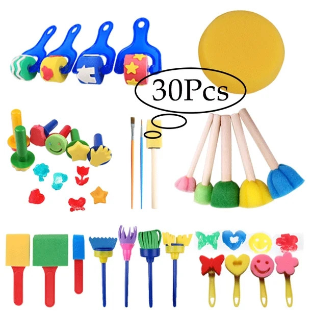 LNKOO 30 pcs Washable Paint Brushes Set for Toddler Kids Early Learning Toys Finger Paints sponge... | Walmart (US)