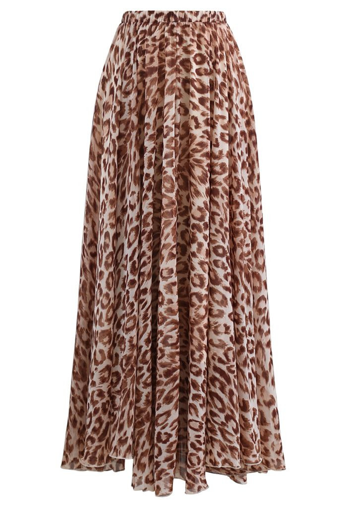 Animal Print Chiffon Maxi Skirt | Chicwish