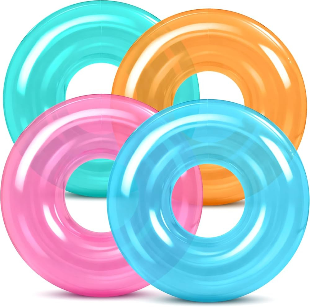 ShinyRelief 4Pcs 45in Inflatable Pool Float Toy Clear Round Pool Floaties for Adults Extra Large ... | Amazon (US)