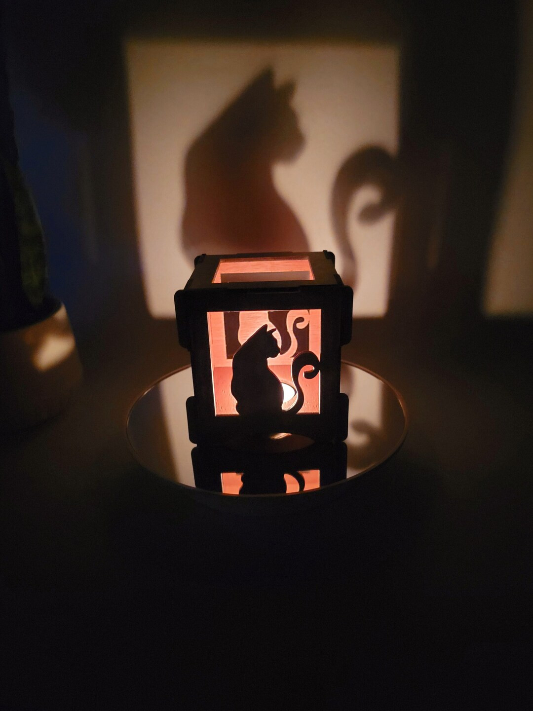 Cat Tealight Holder, Cat Shadow Lantern, Wooden Cat Shadow Box, Cat Lover Décor, Small Cat Lover... | Etsy (US)