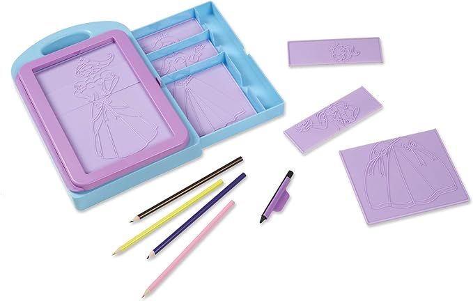 Melissa & Doug Princess Design Activity Kit - 9 Double-Sided Plates, 4 Colored Pencils, Rubbing C... | Amazon (US)
