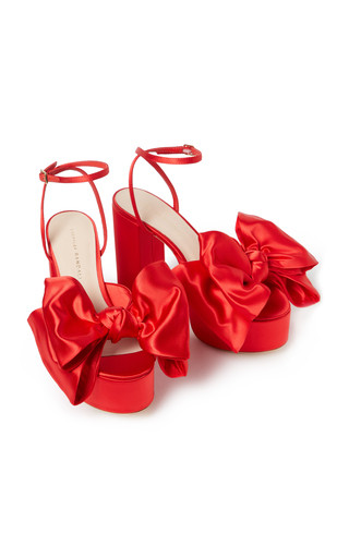 Kiki Bow-Detailed Satin Platform Sandals | Moda Operandi (Global)