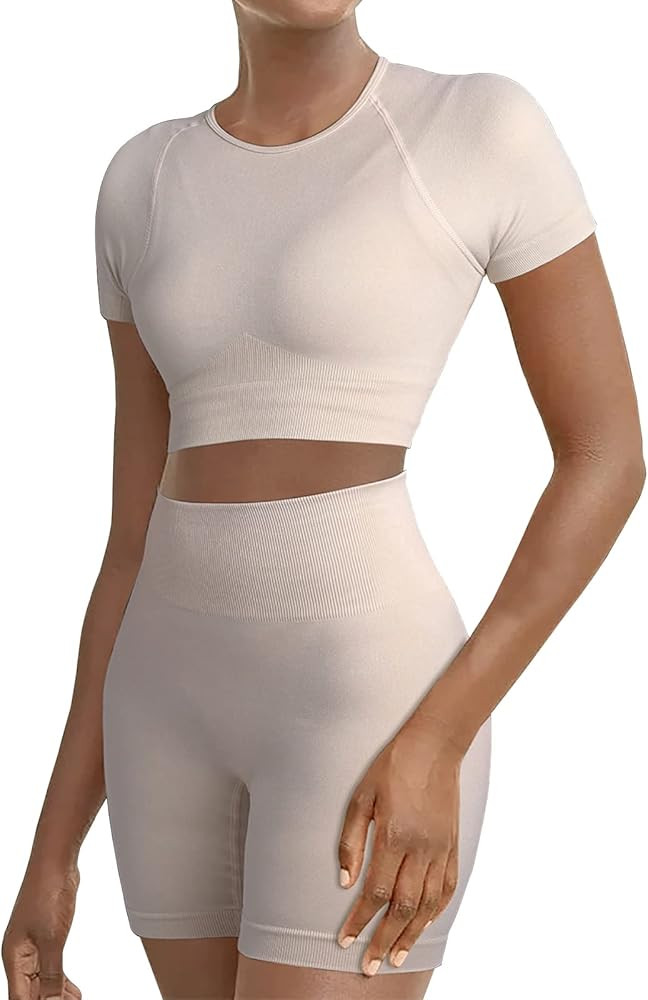 Jetjoy Seamless Workout Set Sports Bra and Leggings Set for Women Acid Wash Outfits 2 piece Set | Amazon (US)