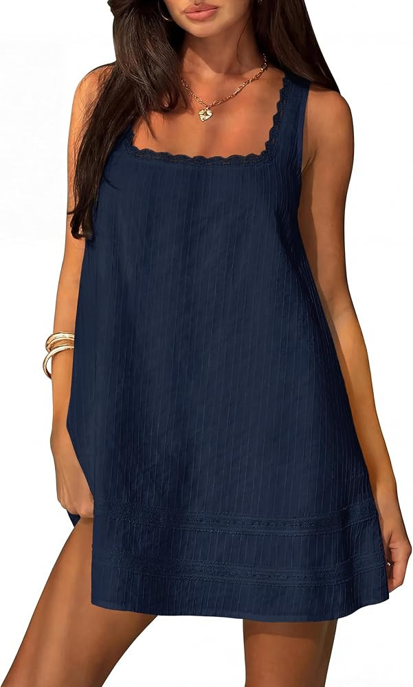 FOMELY Womens Square Neck Cotton Sundress Casual Summer Mini Dress 2026 | Amazon (US)