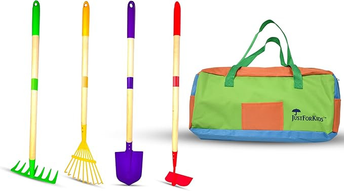 JustForKids Kids Garden Tool Set,detatchble, Portable 4-Piece Multicolored Set for Gardening, 2-P... | Amazon (US)