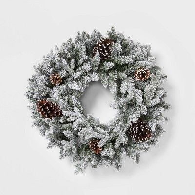 28" Christmas Flocked Balsam Fir Pinecones Artificial Wreath - Wondershop™ | Target