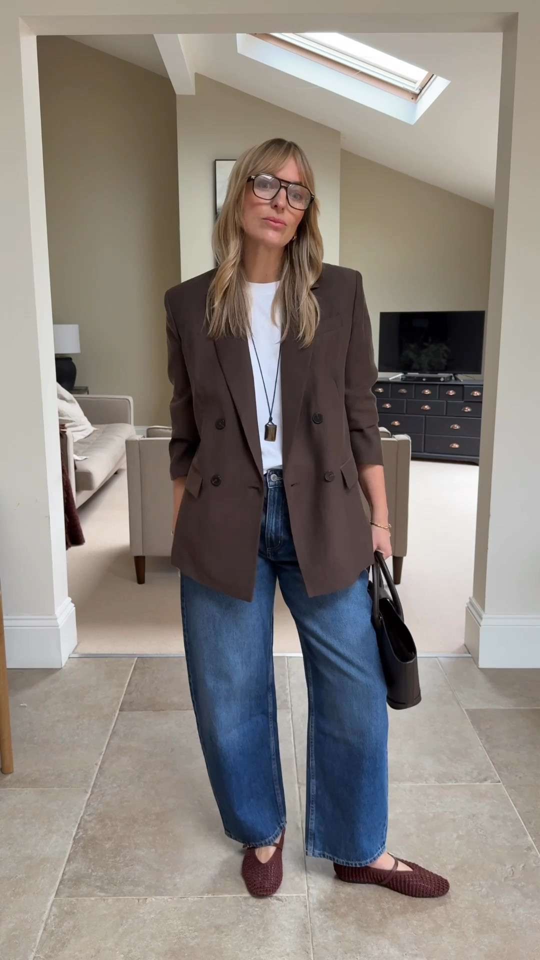 Save 10% on Mango orders over £70 with the code LTKUK10  just now. 
Offer valid on full price items only 

Styling some of your favourites with the new-season blazer I keep recommending and here’s exactly why it’s a good one….

- A really lovely shoulder line that gives structure without looking too broad
- A slim lapel that sits at (or just past) the waist, which is incredibly flattering
- A modern straight cut that still looks great worn open and doesn’t overwhelm your frame.
- And the fabric has a casual, more visual finish, not a flat formal look. It’s a lyocell blend, so it drapes well and carries perfectly between seasons… ideal as we move into spring.
Wearing a large 

Styled here with those barrel jeans, currently my personal favourite barrel jean (wearing a UK 14)
The perfect boxy cotton tee (size large)
Cord pendant necklace
Mesh flats that look far more expensive than they are, such a chic shape and they have a cushioned sole, genuinely comfy 🙌🏻

#LTKWorkwear #LTKgrwm