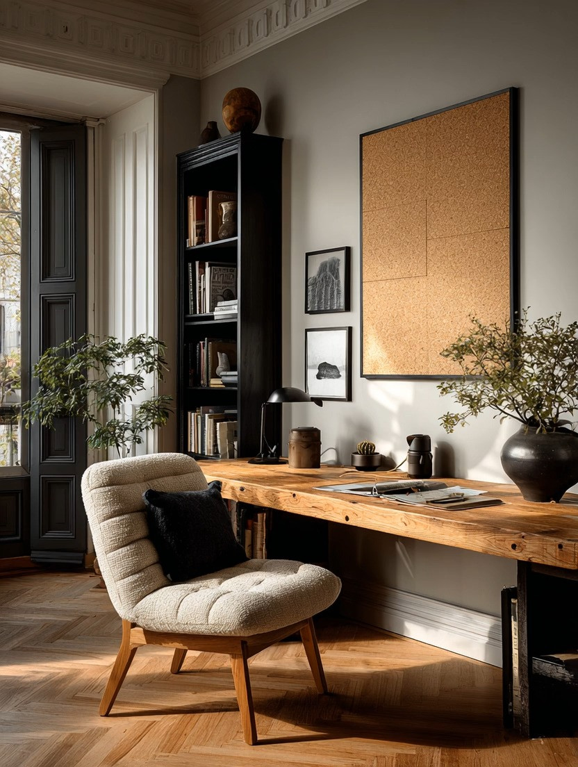 Sometimes the most powerful workspace is the simplest one.

An extra-long natural wooden desk instantly creates presence. It gives you space to think, spread out your ideas, stack your books, and work without feeling confined. The warmth of wood keeps the room grounded and calm — never cold, never clinical.

Now pair it with a black-framed cork board.

Minimal. Architectural. Functional.

The cork becomes your creative wall:
• Pin ideas
• Sketch concepts
• Build mood boards
• Map out projects

The black frame sharpens the look. The wood softens it. Together, they create balance — structure and creativity in one space.

You can choose lighter woods, darker finishes, or even a clean white table depending on your style. The formula stays the same:

Long desk.
Statement wall board.
Clear surface.
Focused energy.

This is how you design a home office that feels intentional, elegant, and built for real creativity. 

 #LTKHome #LTKMens
