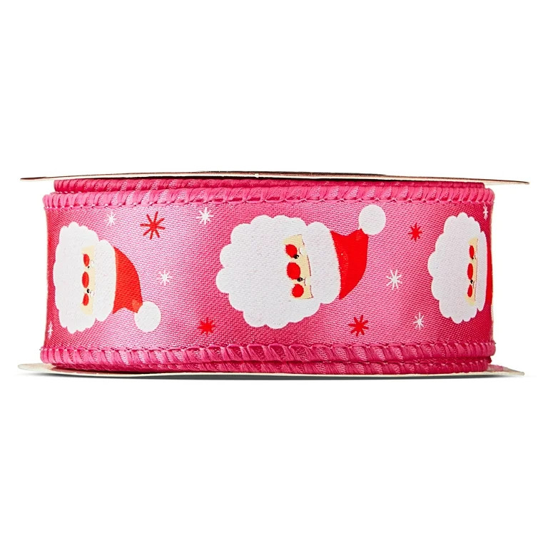 Pink Santa Mini Christmas Ribbon, 1" x 12', by Holiday Time | Walmart (US)