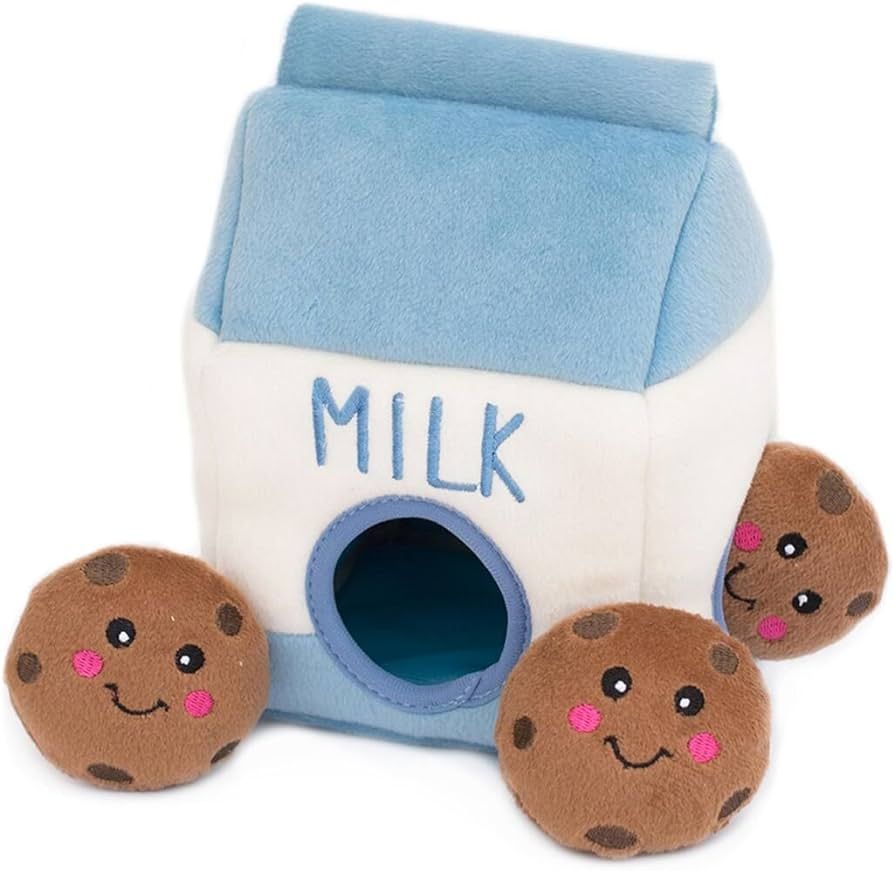 ZippyPaws - Food Buddies Burrow, Interactive Squeaky Hide and Seek Plush Dog Toy - Milk and Cooki... | Amazon (US)