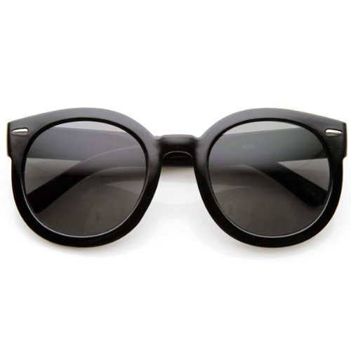 zeroUV - Womens Plastic Sunglasses Oversized Retro Style with Metal Rivets (Black Smoke) | Amazon (US)