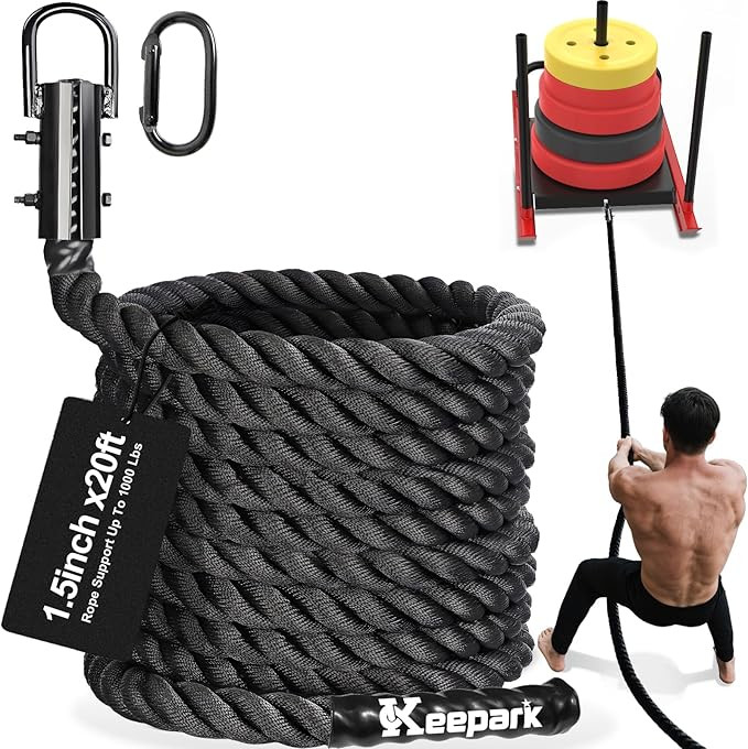 Weight Workout Sled Pulling Rope - 1.5 Inch Dia.15FT 20FT 30FT 40FT Length Heavy Duty Workout Rop... | Amazon (US)