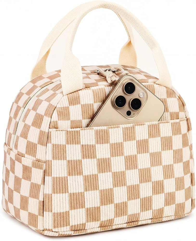 LEDAOU Insulated Lunch Bag women Corduroy Small Lunch Box for Women with Front Pocket Leakproof C... | Amazon (US)