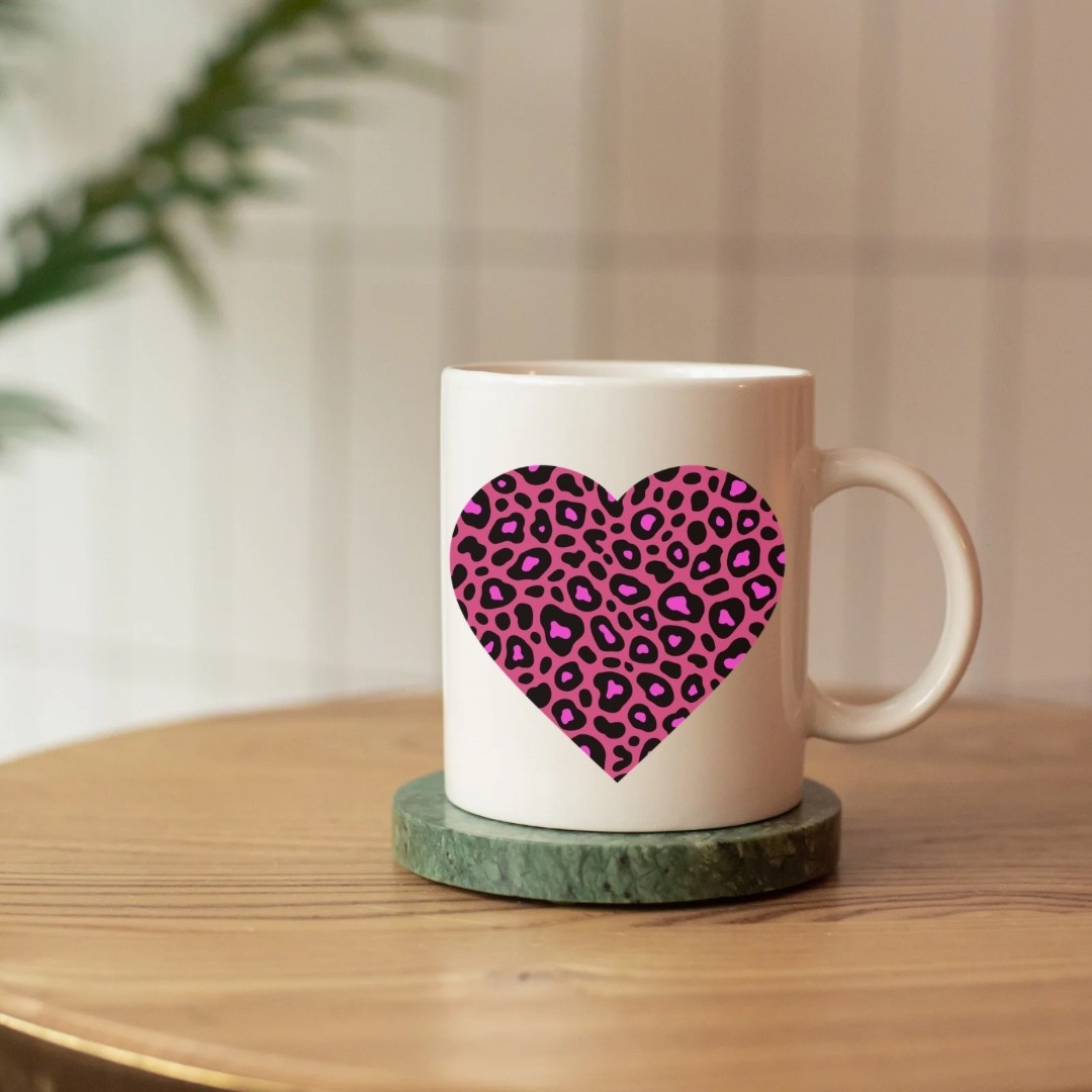 Pink Leopard Heart Mug | Ceramic Coffee Cup, Animal Print Design

#LTKHome #LTKTravel #LTKWedding