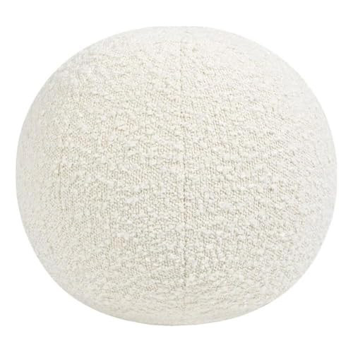 MAKLAINE 12" Round Sphere Accent Ball Throw Pillow, Ivory White Boucle Faux-Sheepskin Cover, High-Density Foam Insert, Soft Textured Decorative Cushion for Sofa, Chair, or Bed | Amazon (US)