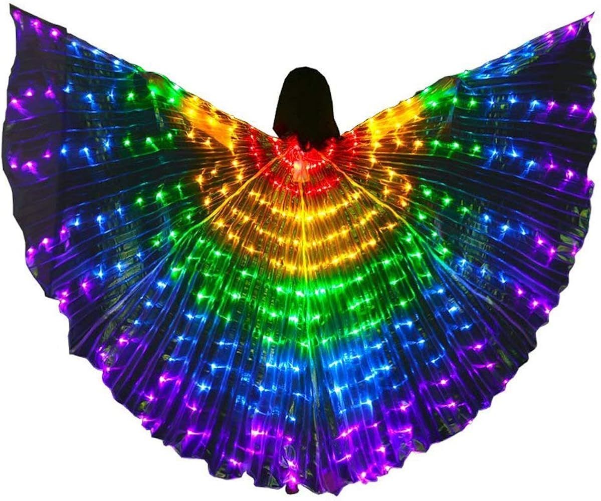 YOUDirect LED Belly Dance Wings Girls Colorful Butterfly Wings with Telescopic Stick | Amazon (US)