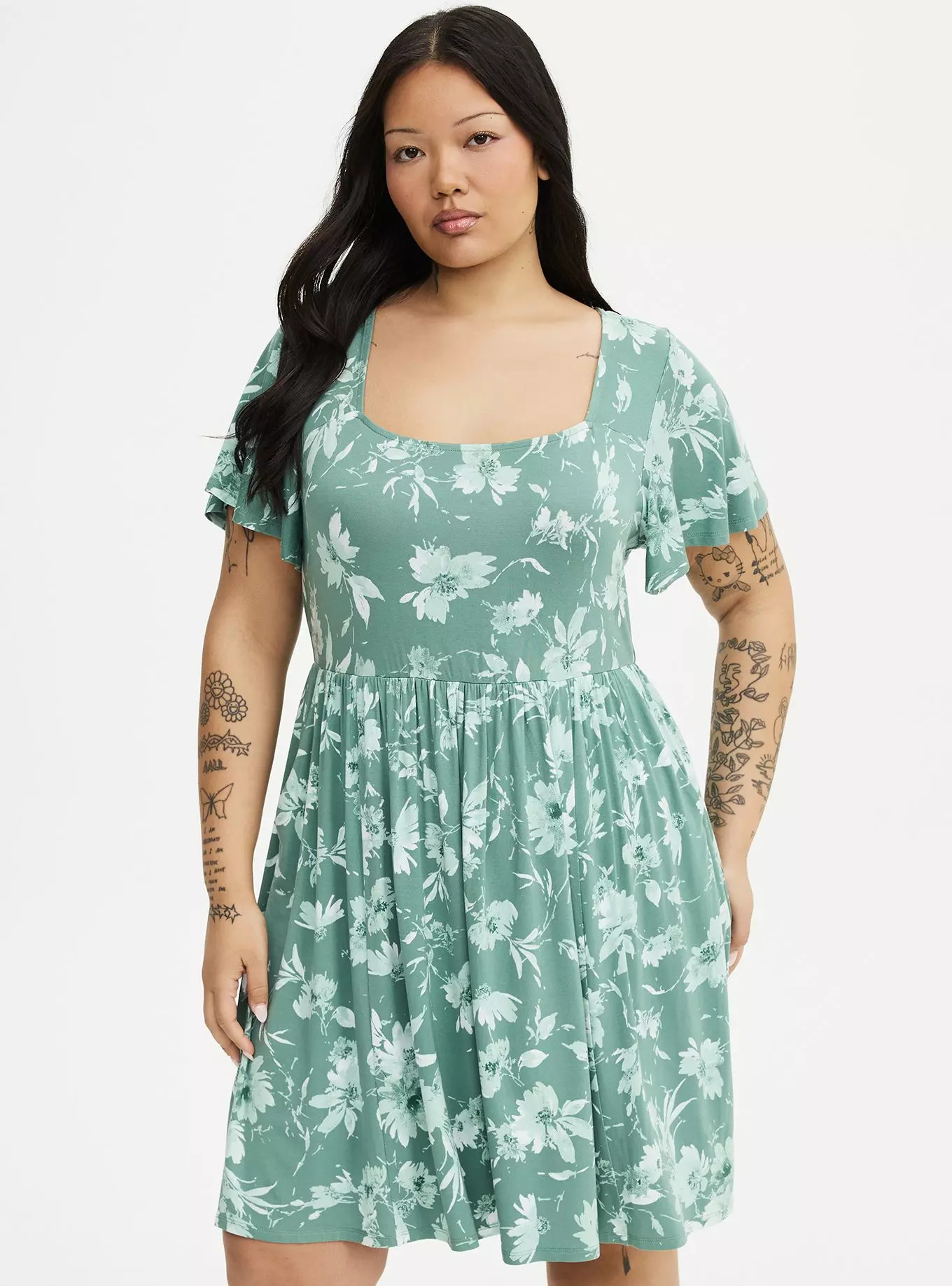 Flutter Sleeve Skater Mini Dress | Torrid (US & Canada)