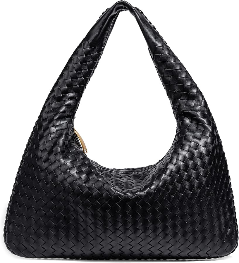 Rejolly Woven Hobo Bag for Women Leather Shoulder Tote Handbag Trendy Purse | Amazon (US)