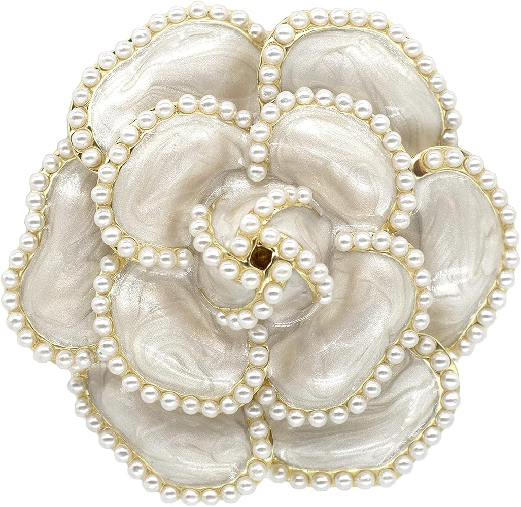 Aslike Women's petal Brooch pearl Vintage Wedding Dress Jewelry pins easy to wear | Amazon (US)