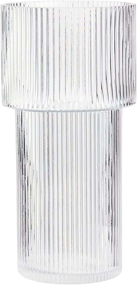 YANWE1 Ribbed Glass Vase, Clear Glass Vase, Flower Vase for Centerpieces, Tall Vase, Large Glass ... | Amazon (US)