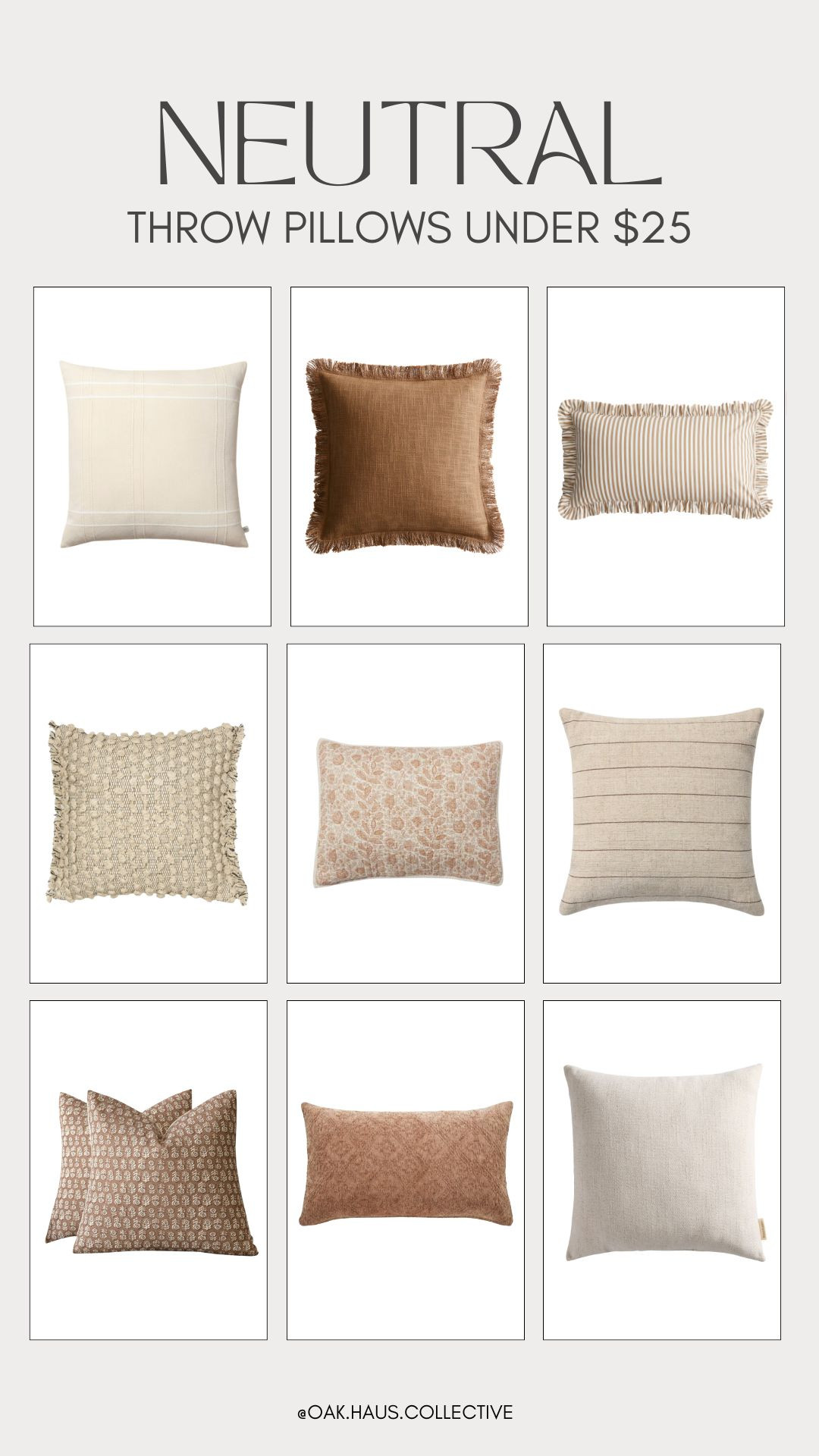 Neutral Throw Pillows Under $25 #throwpillows #neutraldecor #homedecor  

 #LTKHome #LTKFindsUnder50 #LTKStyleTip