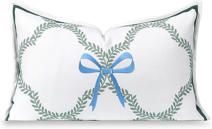 Hofdeco Premium Coastal Grandmillennial Patio Indoor Outdoor Lumbar Pillow Cover Only, 12"x20" Wa... | Amazon (US)