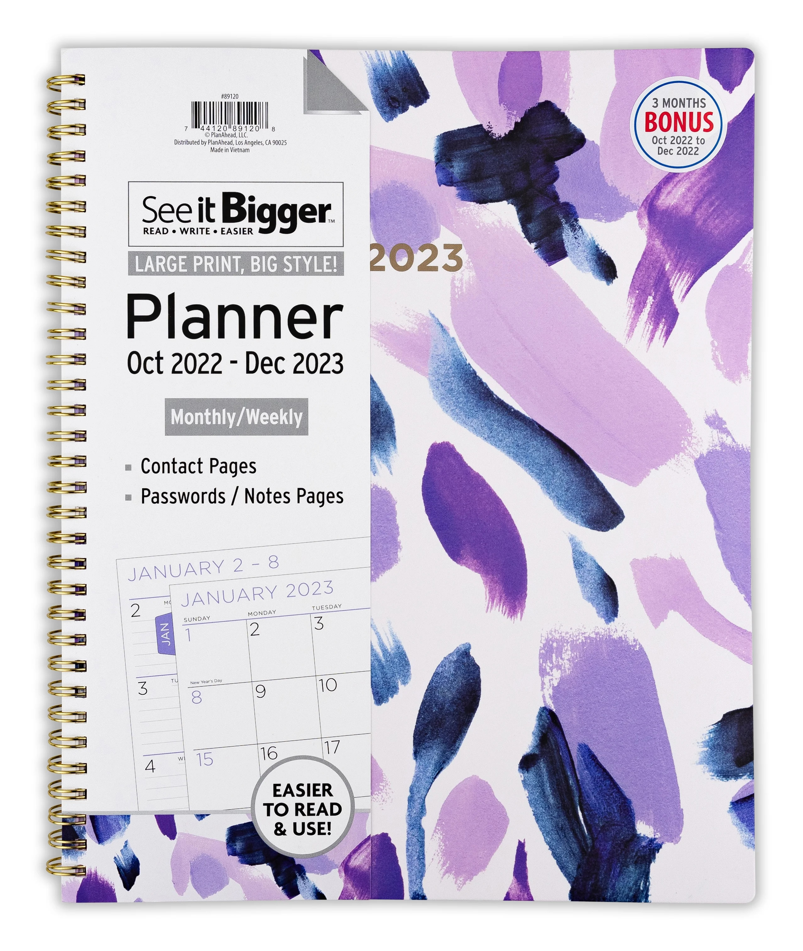 See It Bigger Monthly/Weekly Planner, Oct 2022 - Dec 2023, 11" x 9.75", Purple - Walmart.com | Walmart (US)