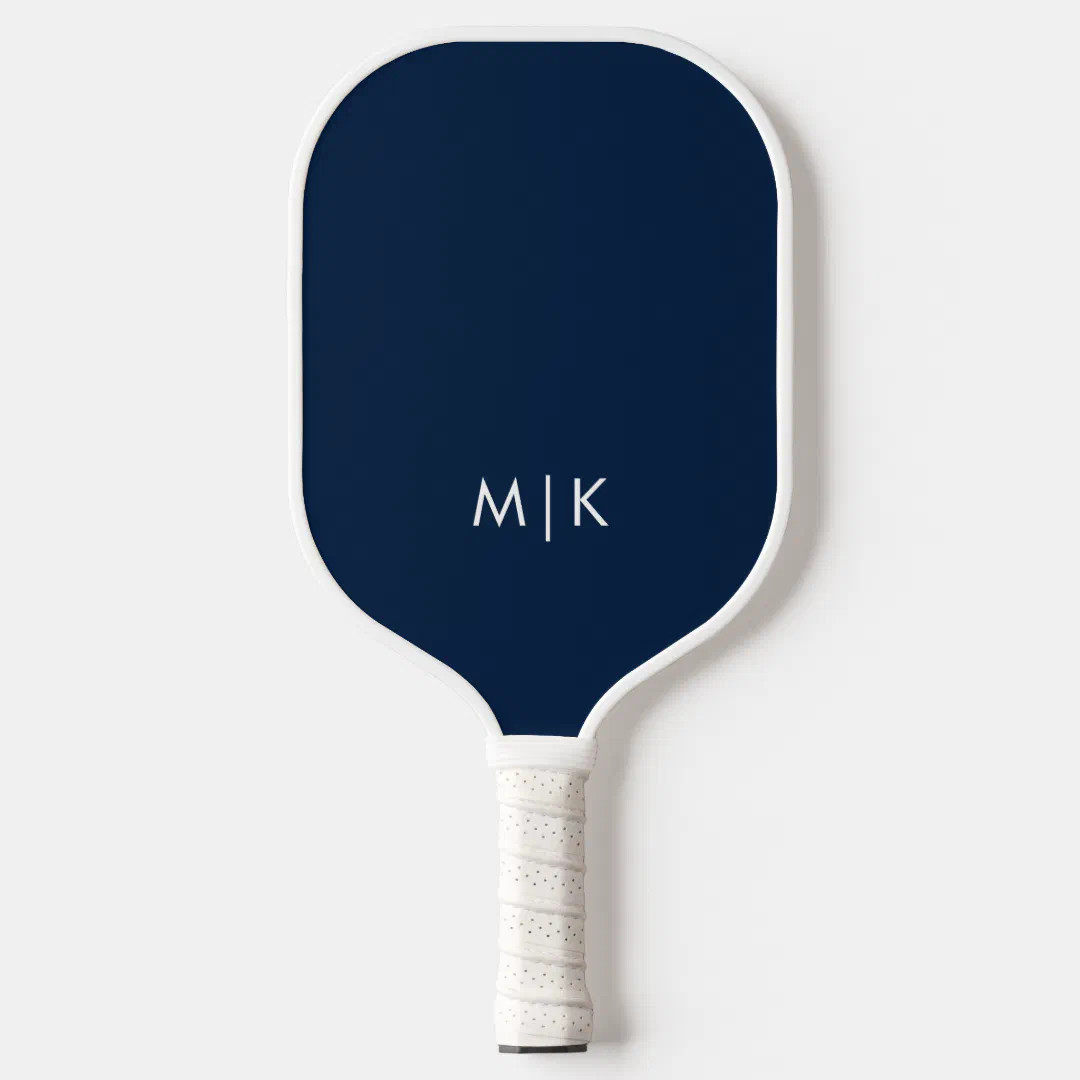Navy Blue and White | Modern Monogram Pickleball Paddle | Zazzle | Zazzle