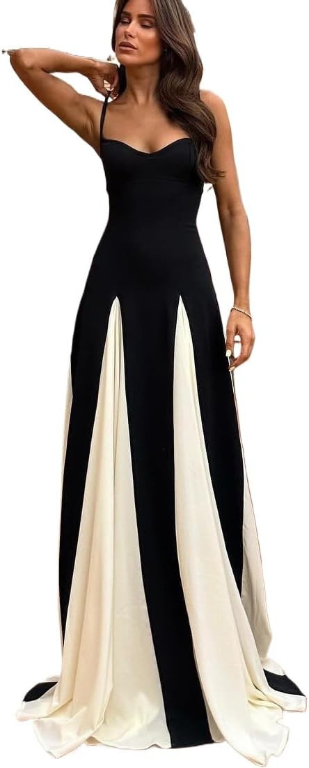 Women's Holiday Maxi Dress Suspender Contrasting Dress, Loose Holiday Dress Floral Semi-Formal Mi... | Amazon (US)