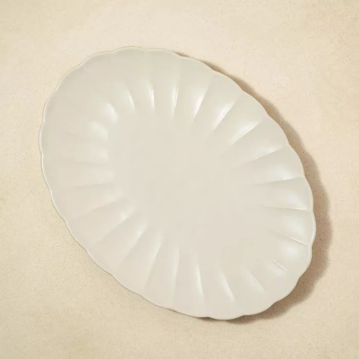 15" x 11" Stoneware Scalloped Serving Platter White - Opalhouse™ designed with Jungalow™ | Target