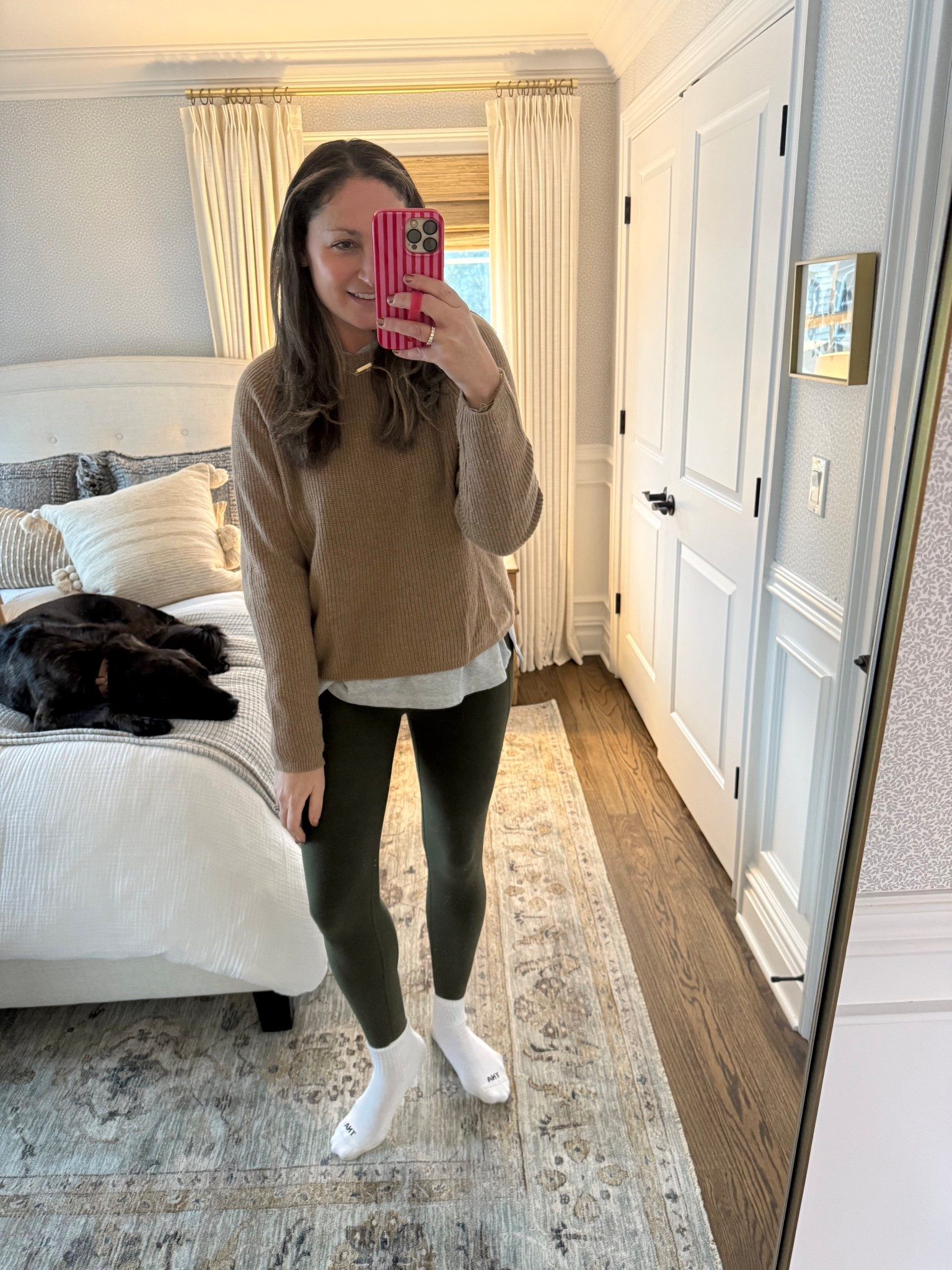 OOTD! It’s pouring rain so I’m wearing all of my coziest things: this oversized @Aerie long sleeved tee, @Quince cashmere fisherman’s sweater and these soft as butter Beyond Yoga leggings! 

#LTKHome #LTKSaleAlert #LTKootd