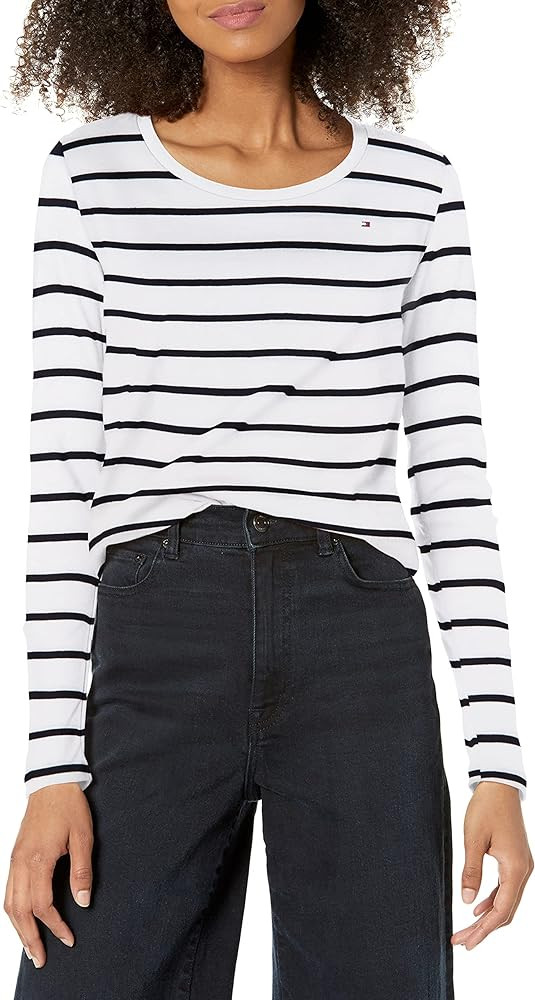 Tommy Hilfiger Women's Long Sleeve Scoop Neck Tee | Amazon (US)