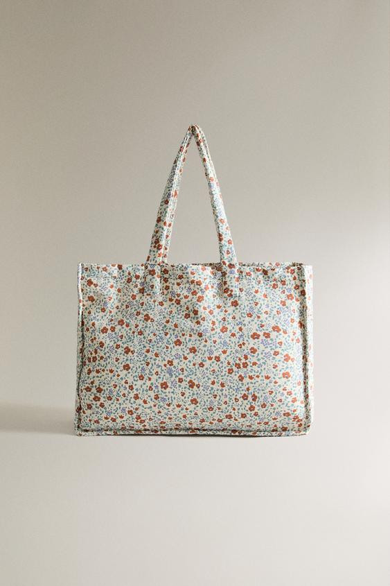 KIDS' FLORAL COTTON BEACH BAG | Zara US