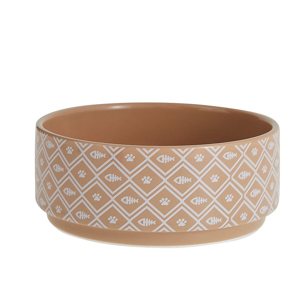 Whisker City® Tan Lattice Non-Skid Ceramic Cat Bowl | PetSmart