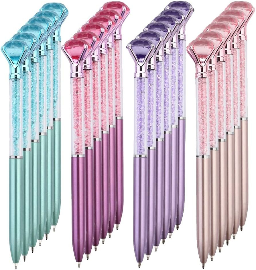 CREVENT 24-Count Pretty Bling Diamond Crystal Ballpoint Pens in Bulk, Engagement Wedding Signing ... | Amazon (US)