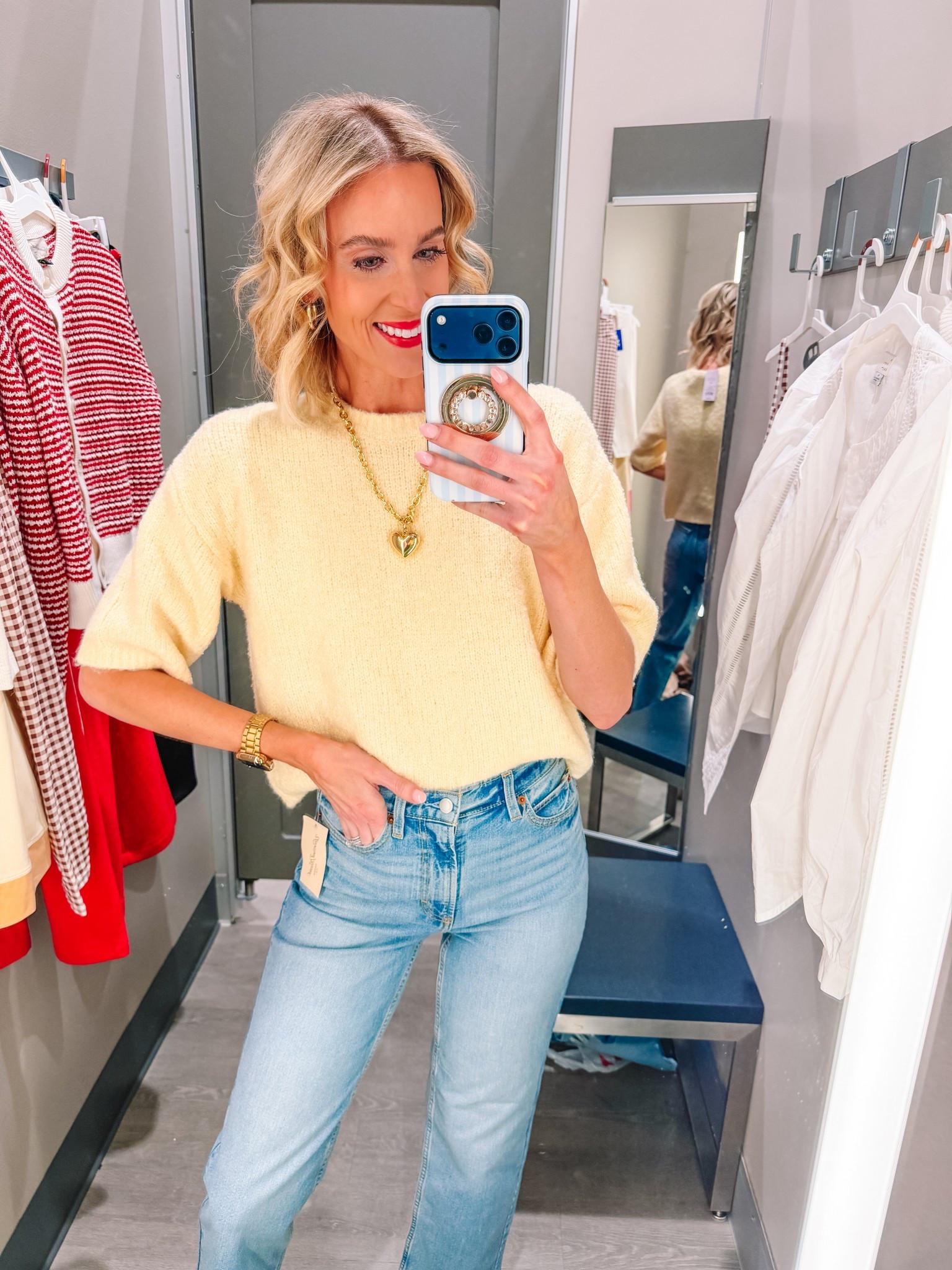 The color of this sweater is so good 😍. 

Short sleeve sweater / Target sweater / Light wash denim / Classic style 

#LTKootd