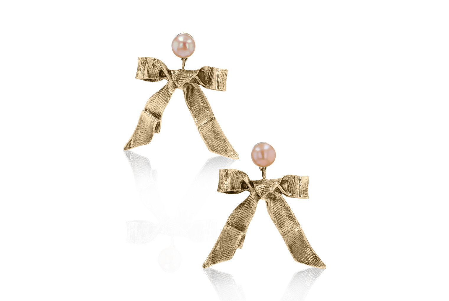 Ribbon Bow Dangle Freshwater Pearl Earrings | Fabric Bow Earrings | Mignon Faget | Mignon Faget