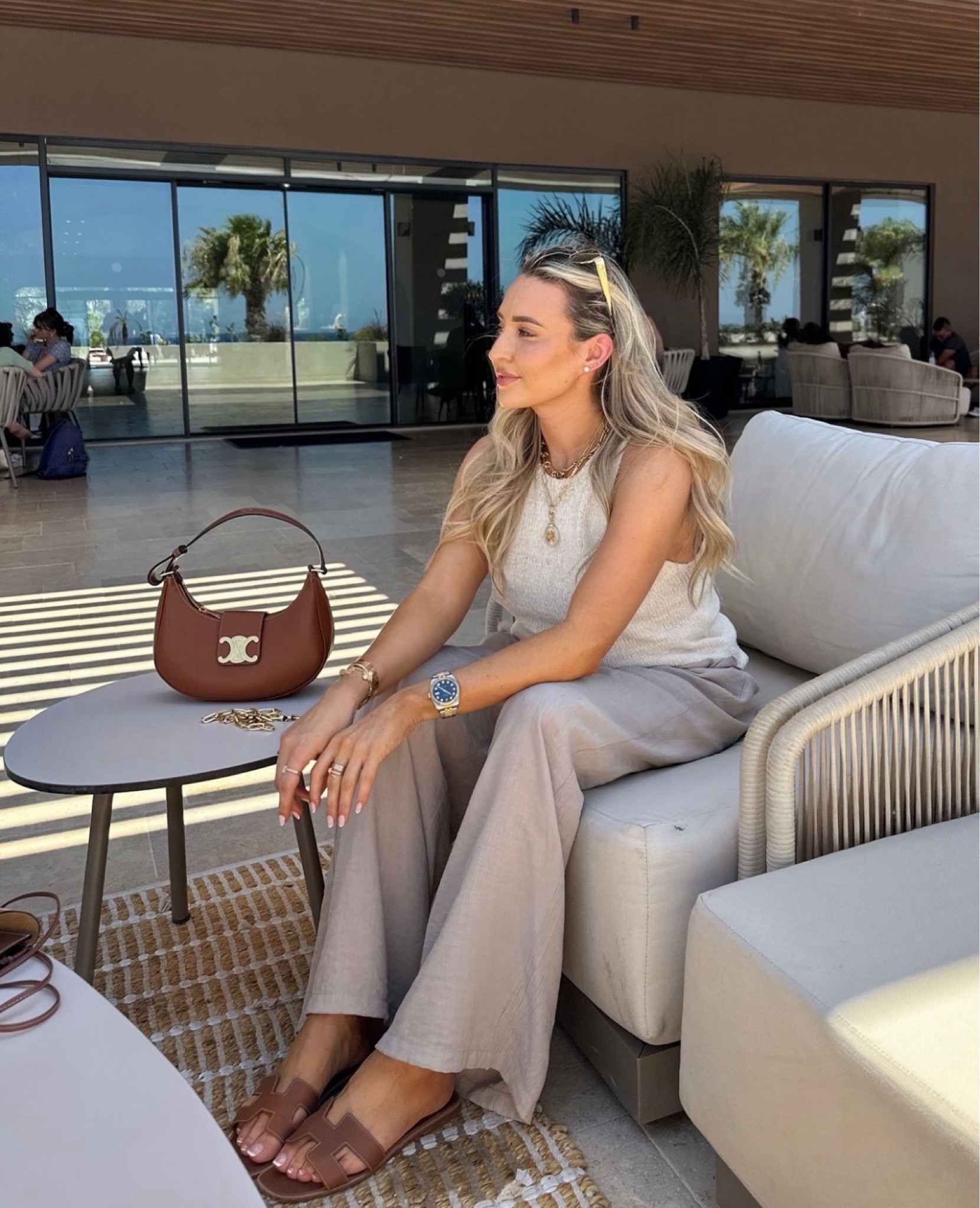 Neutral beach outfit for summer holidays, super breezy and chill 🤍 Tan Celine and Hermes accessories as always! 

#LTKluxury #LTKsummer #LTKsale