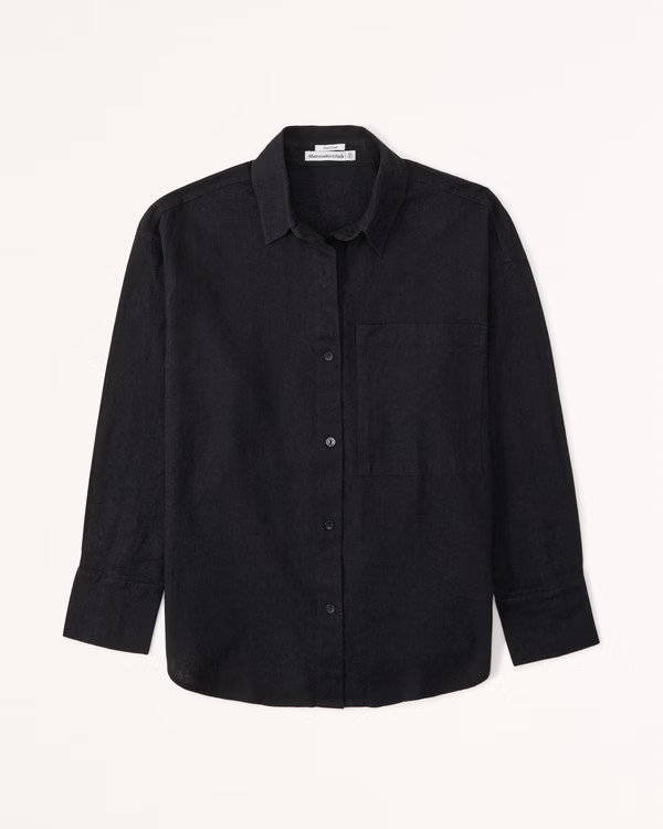 Oversized Linen-Blend Shirt | Abercrombie & Fitch (US)