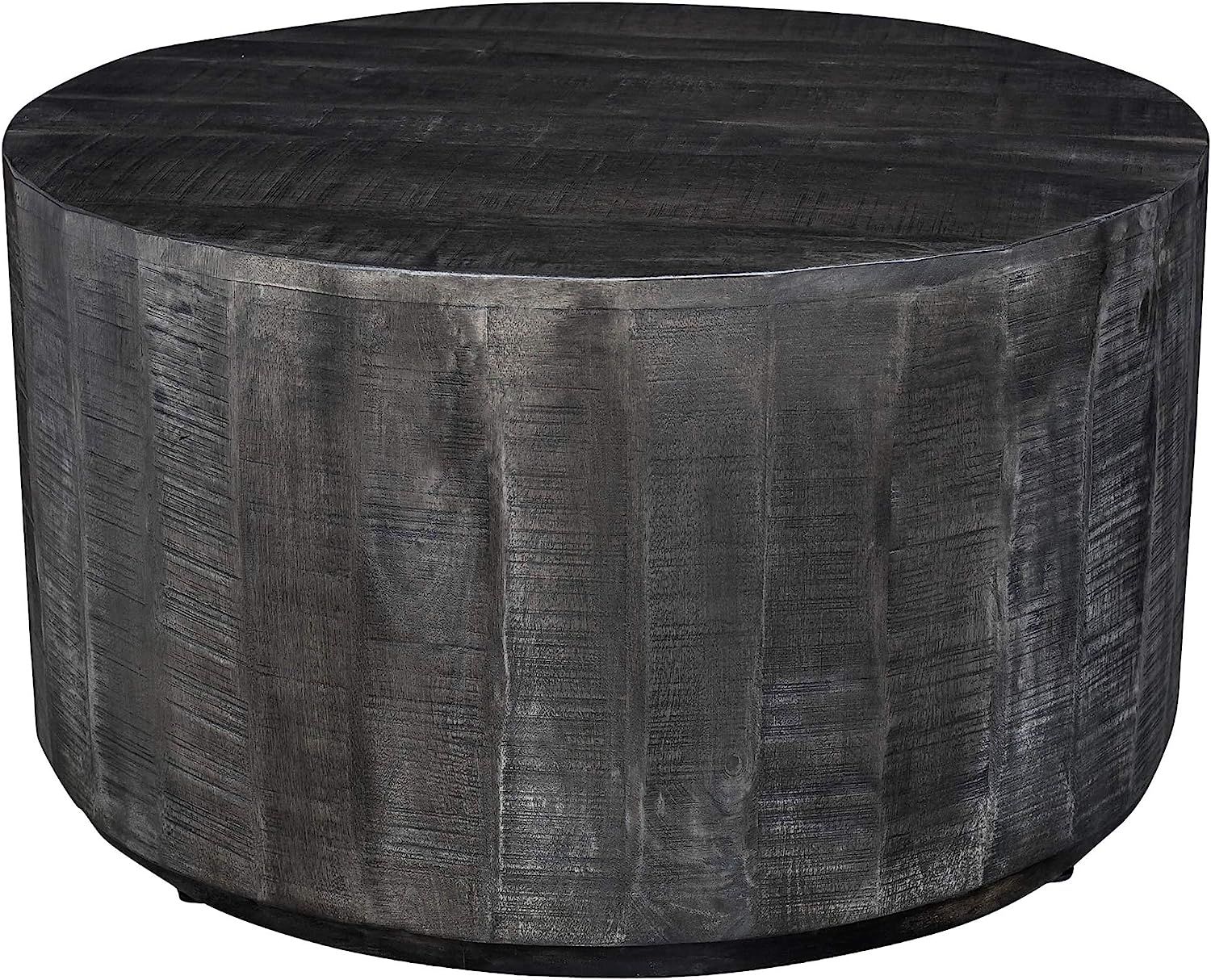 Rustic Modern Solid Wood Coffee Table in Distressed Grey | Amazon (US)