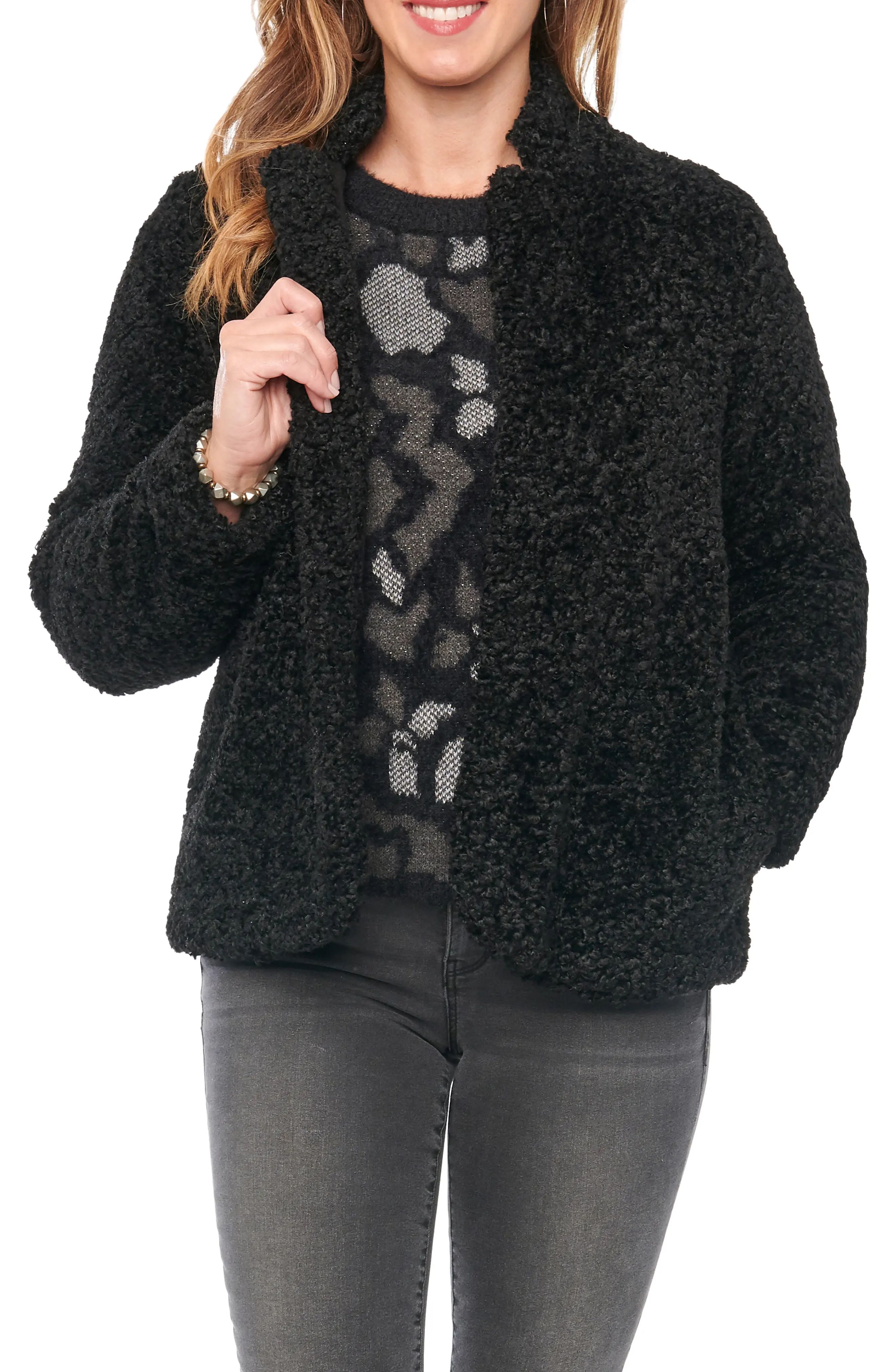Wit & Wisdom Faux Fur Jacket, Size Small in Black at Nordstrom | Nordstrom