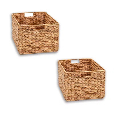 Large Foldable Rectangle Woven Wicker Basket Bins For Storage By Bay Isle Home™ (Set Of 2) | Wayfair North America